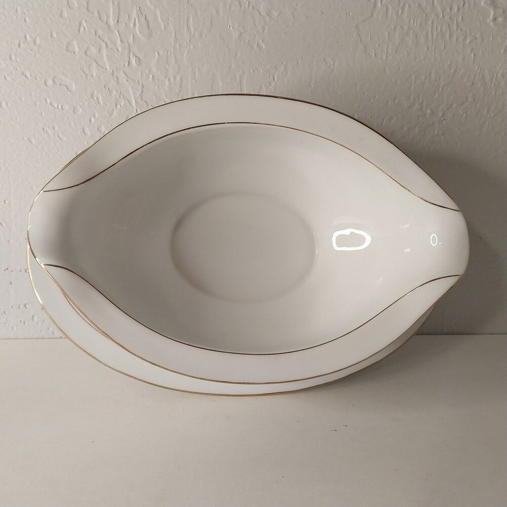 Noritake BARCELONA 6673‎ Gravy Boat Attached Base Gold Trim Discontinued - Picture 5 of 10